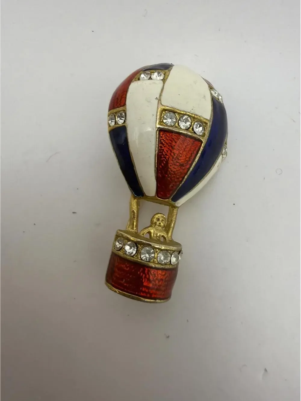 Vintage Hot Air Balloon Brooch Pin with Rhinestones